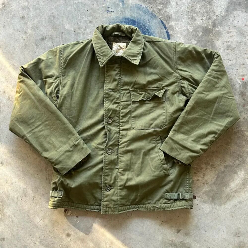 Vintage 80s Military USN A-2 Deck Jacket Size 38